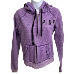 VICTORIAS SECRET FULL ZIP PURPLE HOODIE SIZE XS LOVE PINK